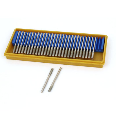 Harfington 3mm Dia Shank 3mm Cylinder Head Diamond Grinding Mounted Point 30pcs