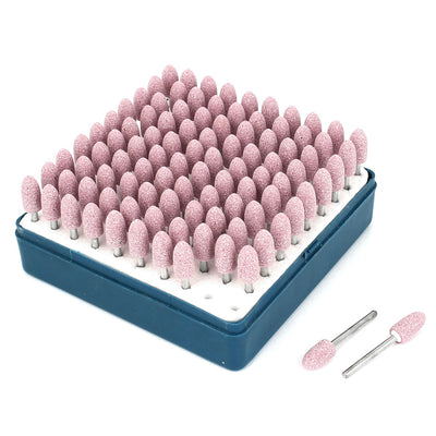 Harfington 3mm x 8mm x 16mm Taper Nose Ceramic Mounted Point Grinding Bit Pink Set 100 Pcs