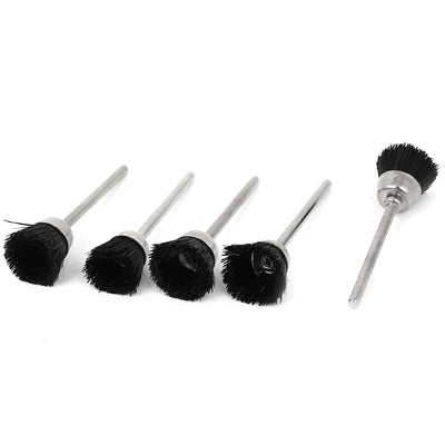Harfington 5Pcs Black Silver Tone Nylon Grinding Machine Part Mini Cleaning Polishing Brush Tool