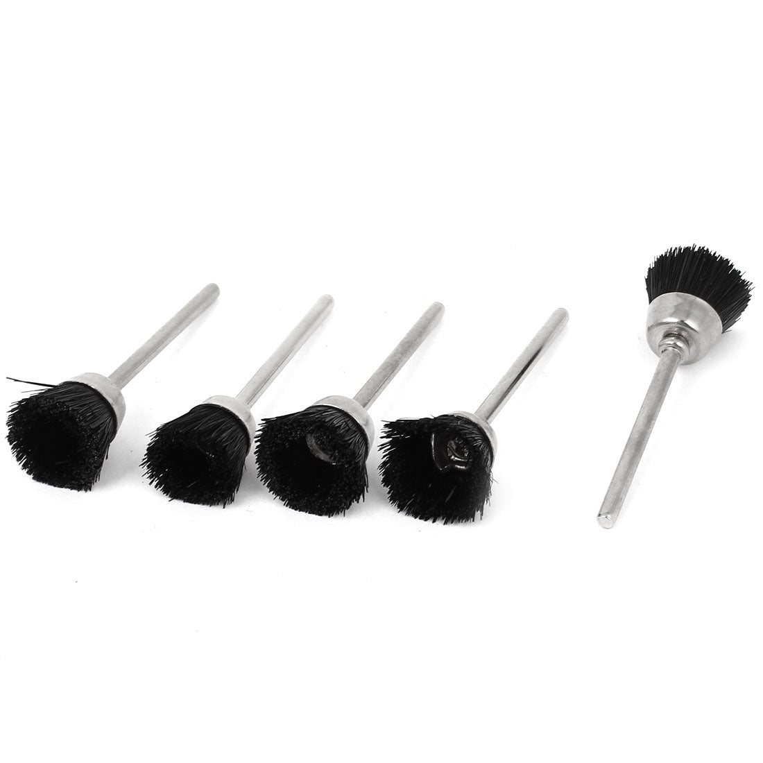 Harfington 5Pcs Black Silver Tone Nylon Grinding Machine Part Mini Cleaning Polishing Brush Tool