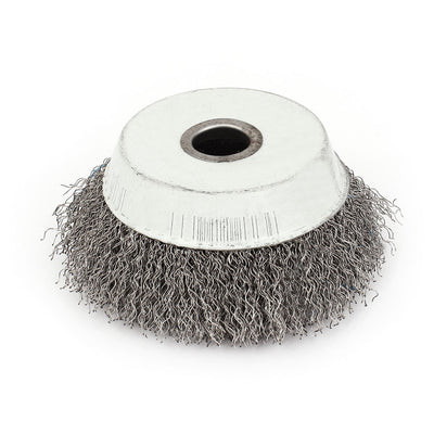 Harfington 10cm Dia Stainless Steel Crimped Wire Cup Wheel Rust Removal Cleaning Brush