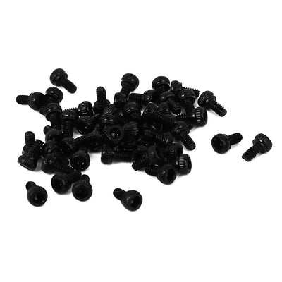 Harfington M1.6 x 3mm Alloy Steel Hex Bolt Socket Head Cap Machine Screws Black 50 Pcs