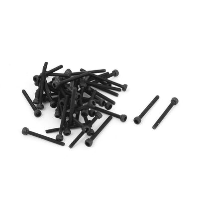 Harfington M1.6 x 16mm Alloy Steel Hex Bolt Socket Head Cap Machine Screws Black 50 Pcs
