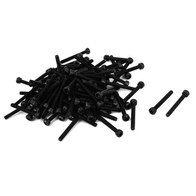 Harfington M3 x 25 Alloy Steel Hex Bolt Socket Head Cap Machine Screws Black 100 Pcs