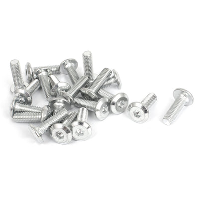 Harfington 20 Pcs Countersunk Flat Head Hex Key Socket Bolts Screws Fasteners M6 x 20mm
