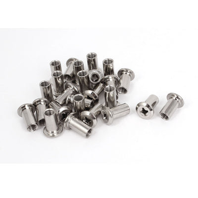Harfington 25 Pcs M6x17mm Rivet Phillips Head Socket Dowel Barrel Nuts Furniture Fittings