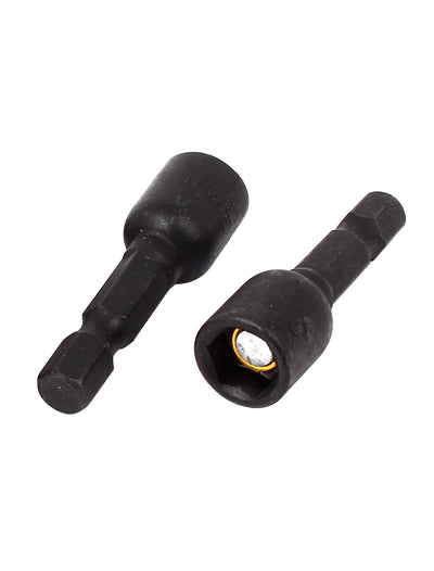 Harfington 1/4" Shank 8mm 5/16" Hex Magnetic Nut Driver Bit Socket Adapter Black 3 Pcs