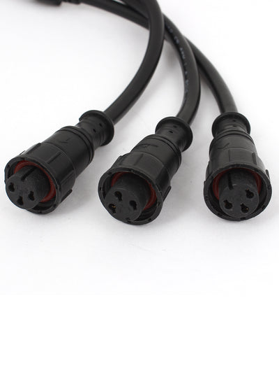 Harfington 15mm Nut Male to 3 Female Plug Waterproof LED Connector Cable 41cm Long