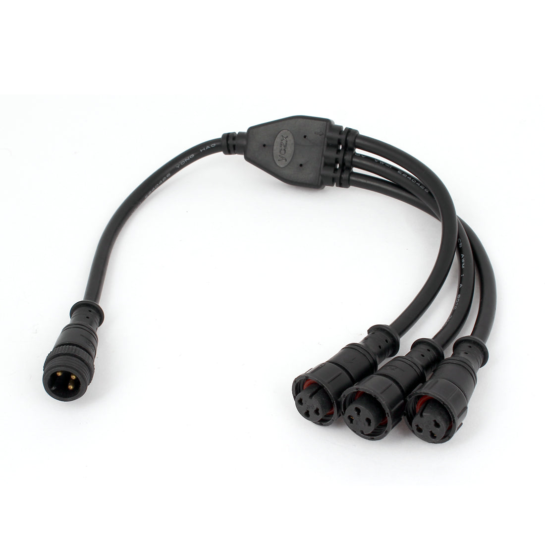Harfington 15mm Nut Male to 3 Female Plug Waterproof LED Connector Cable 41cm Long