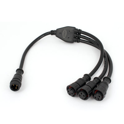 Harfington 15mm Nut Male to 3 Female Plug Waterproof LED Connector Cable 41cm Long