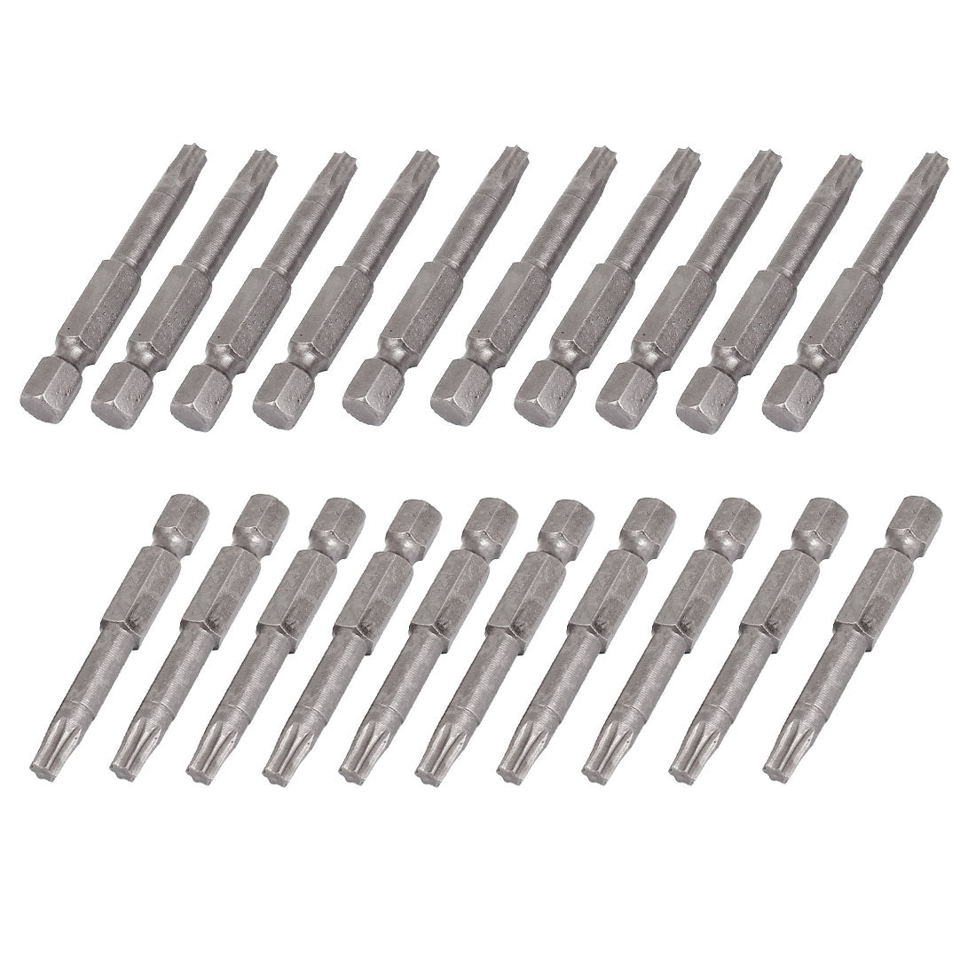 Harfington T25 Tip 1/4" Hex Shank 50mm Long Magnetic Torx Screwdriver Bits Gray 20pcs