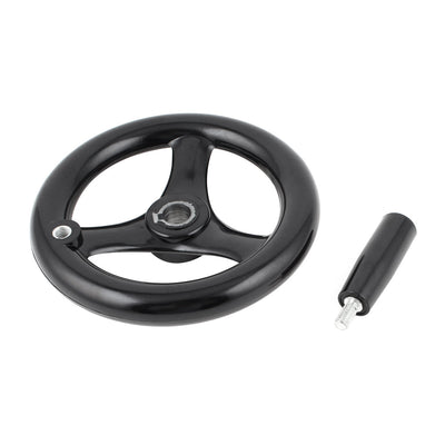 Harfington 16mm x 160mm Black Bakelite 3 Spoked Handwheel Hand Wheel w M8 Removable Handle