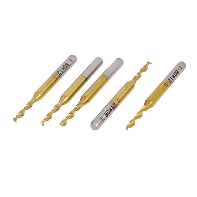 Harfington 1.8mm Tip 1/8" Shank TiN-Coated Carbide 2-Flute Micro CNC PCB Drill Bits 5pcs