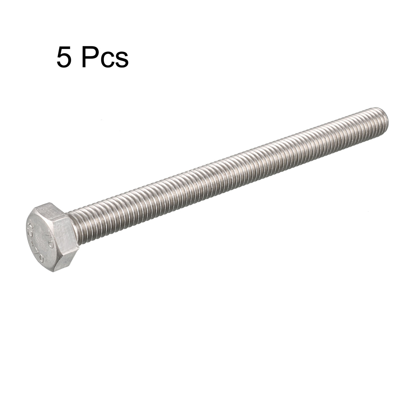 Harfington M8 x 100mm Metric A2 Stainless Steel Fully Threaded Hex Hexagon Head Screw Bolt 5 Pcs