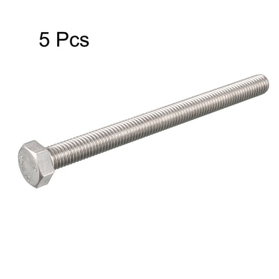Harfington M8 x 100mm Metric A2 Stainless Steel Fully Threaded Hex Hexagon Head Screw Bolt 5 Pcs