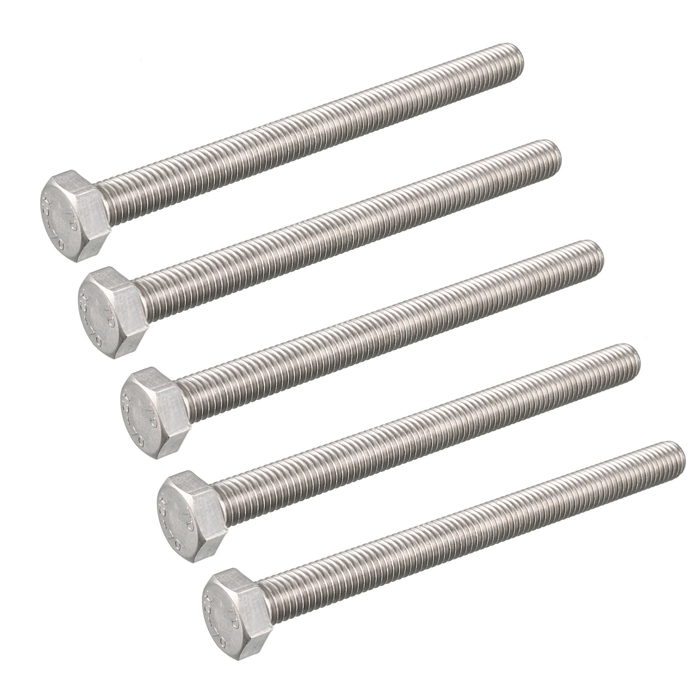 Harfington M8 x 100mm Metric A2 Stainless Steel Fully Threaded Hex Hexagon Head Screw Bolt 5 Pcs