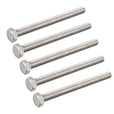 Harfington M8 x 100mm Metric A2 Stainless Steel Fully Threaded Hex Hexagon Head Screw Bolt 5 Pcs