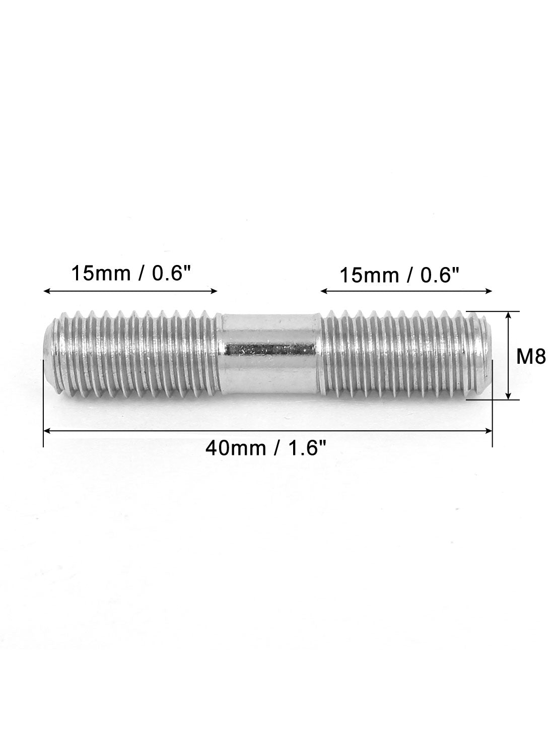 Harfington M8 x 40mm Metric A2 Stainless Steel Double End Threaded Stud Screw Bolt 5 Pcs