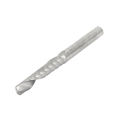 Harfington 4mmx4mmx22mm Round Shank Single Flute Carbide Spiral End Mill Cutter 45mm Long