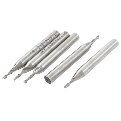 Harfington 2mm x 6mm Helical Groove HSS-AL Straight Shank 2 Flutes End Mill Cutter 5PCS