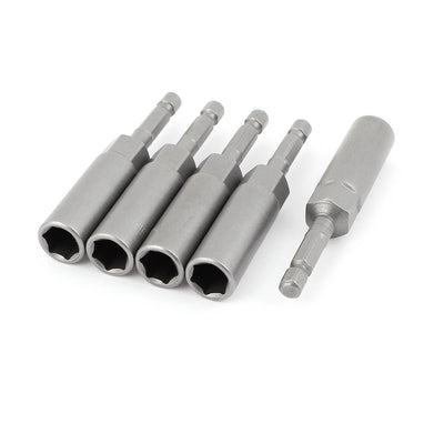 Harfington 5 Pcs 10mm Hex Socket Screw Driver Bits Tool Gray 80mm Long
