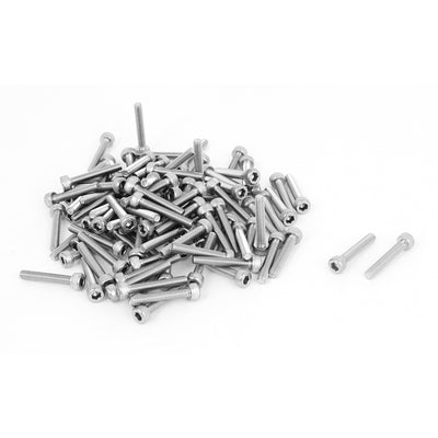 Harfington M3x18mm 0.5mm Pitch Stainless Steel Bolts Hex Key Socket Cap Head Screws 100pcs