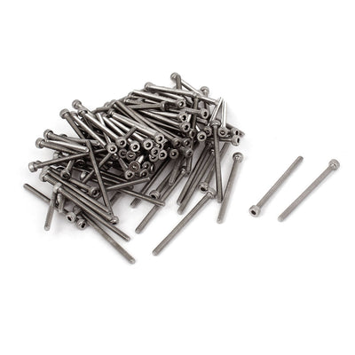 Harfington 100 Pcs M2x30mm Stainless Steel Hex Key Socket Head Cap Machine Screws 32mm Long