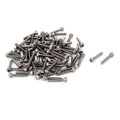 Harfington 100pcs M2.5x14mm Stainless Steel Hex Socket Head Cap Machine Screws 0.45mm Pitch