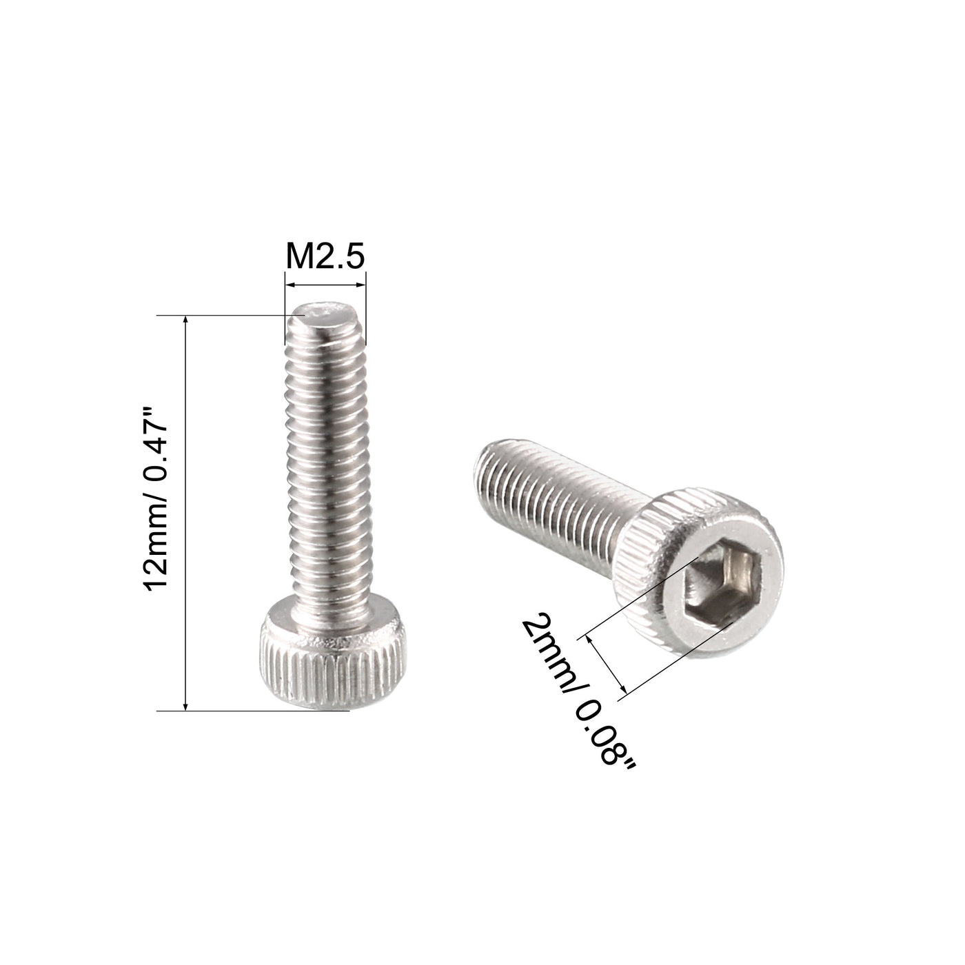 Harfington M2.5x10mm 0.45mm Pitch Stainless Steel Bolts Hex Socket Cap Head Screws 100pcs