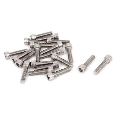 Harfington M6x25mm Stainless Steel Hex Socket Cap Screws Head Key Bolts 20 Pcs