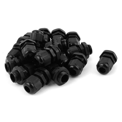 Harfington 18 Pcs 3-6.5mm Black Plastic Waterproof Cable Gland Connector Locknut PG7