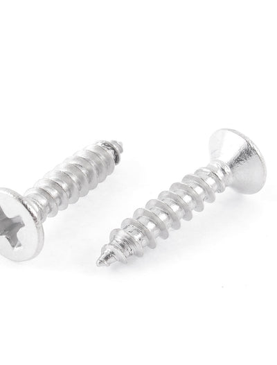 Harfington Silver Tone Self Tapping Phillips Flat  Sheet Metal Screws 4mmx17mm 30Pcs