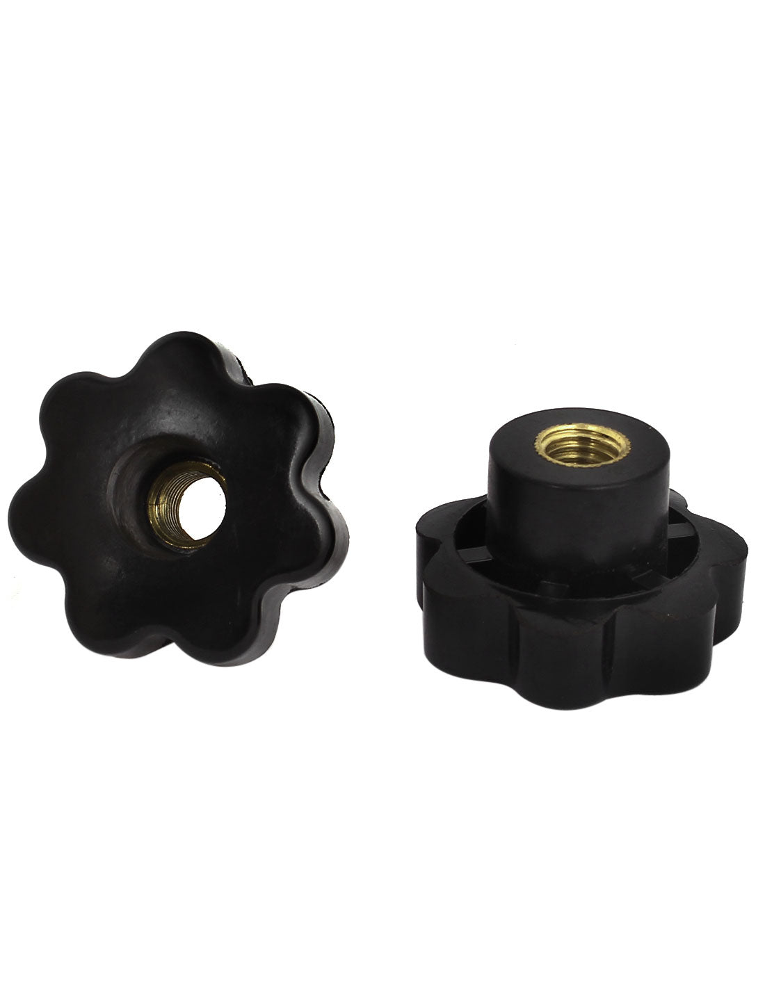 Harfington 10 Pcs M12 Female Thread Black Plastic Star Clamping Screw Knobs 50mm Diameter