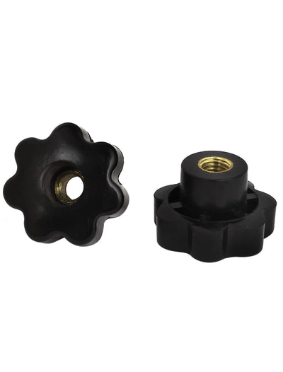 Harfington 10 Pcs M12 Female Thread Black Plastic Star Clamping Screw Knobs 50mm Diameter