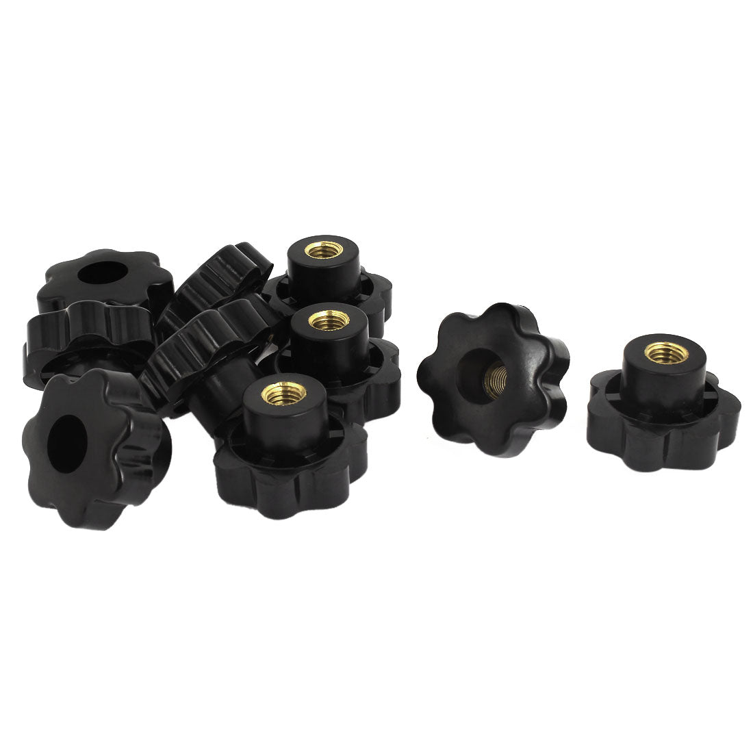 Harfington 10 Pcs M12 Female Thread Black Plastic Star Clamping Screw Knobs 50mm Diameter