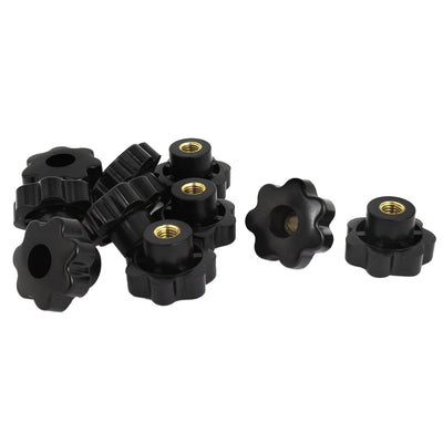 Harfington 10 Pcs M12 Female Thread Black Plastic Star Clamping Screw Knobs 50mm Diameter