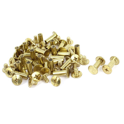 Harfington Brass Plated 5x12mm Binding Chicago Screw Post 30pcs for Albums Scrapbook