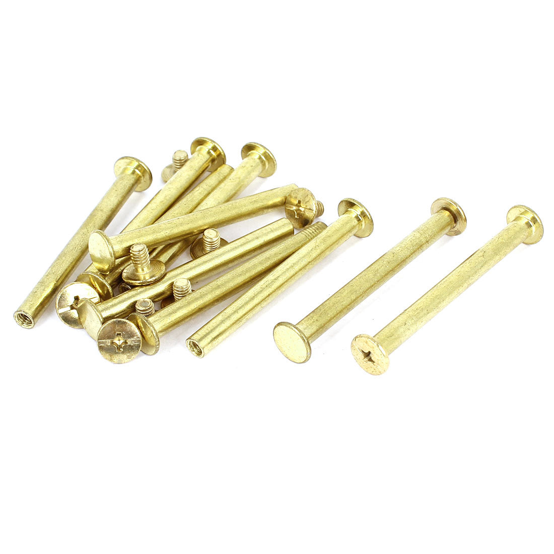 Harfington Brass Plated 5x50mm Binding Chicago Screw Post 10pcs for Leather Scrapbook
