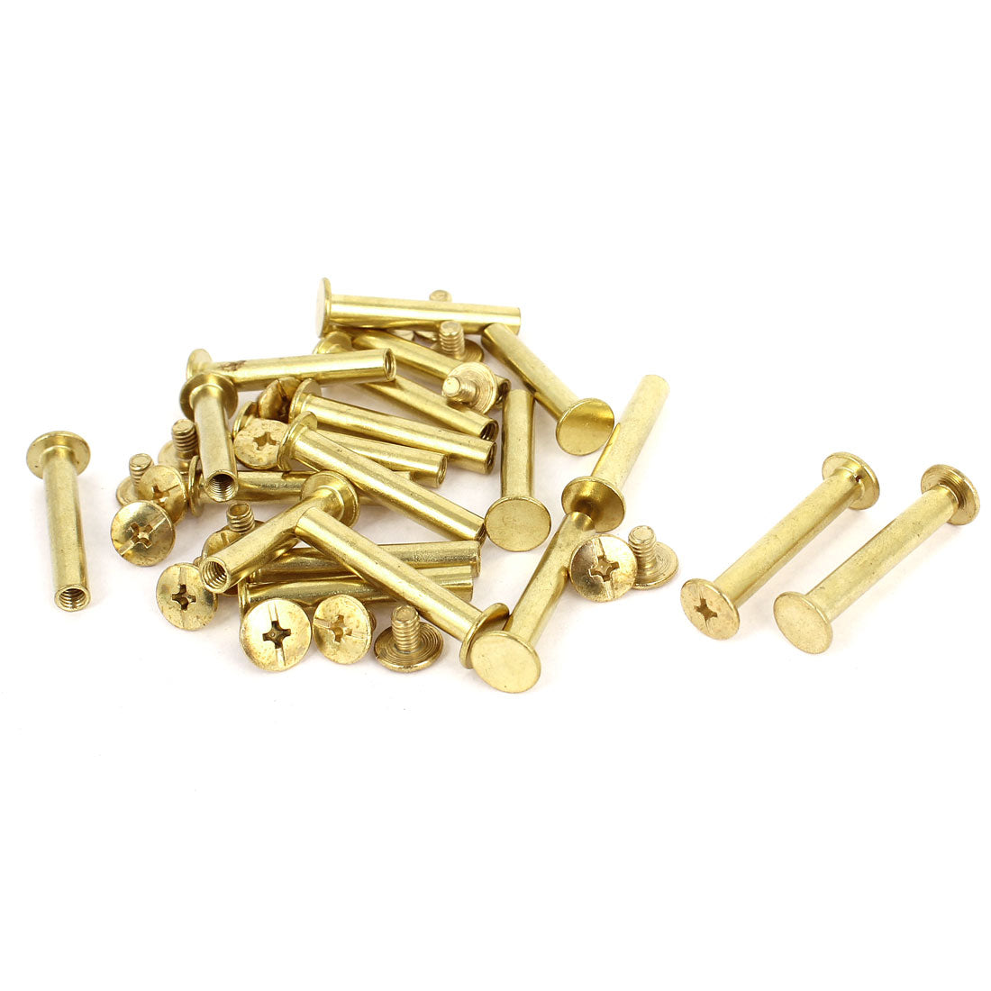 Harfington Brass Plated 5x30mm Binding Chicago Screw Post 20pcs for Leather Scrapbook