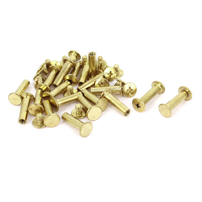 Harfington Brass Plated 5x18mm Binding Chicago Screw Post 20pcs for Leather Scrapbook