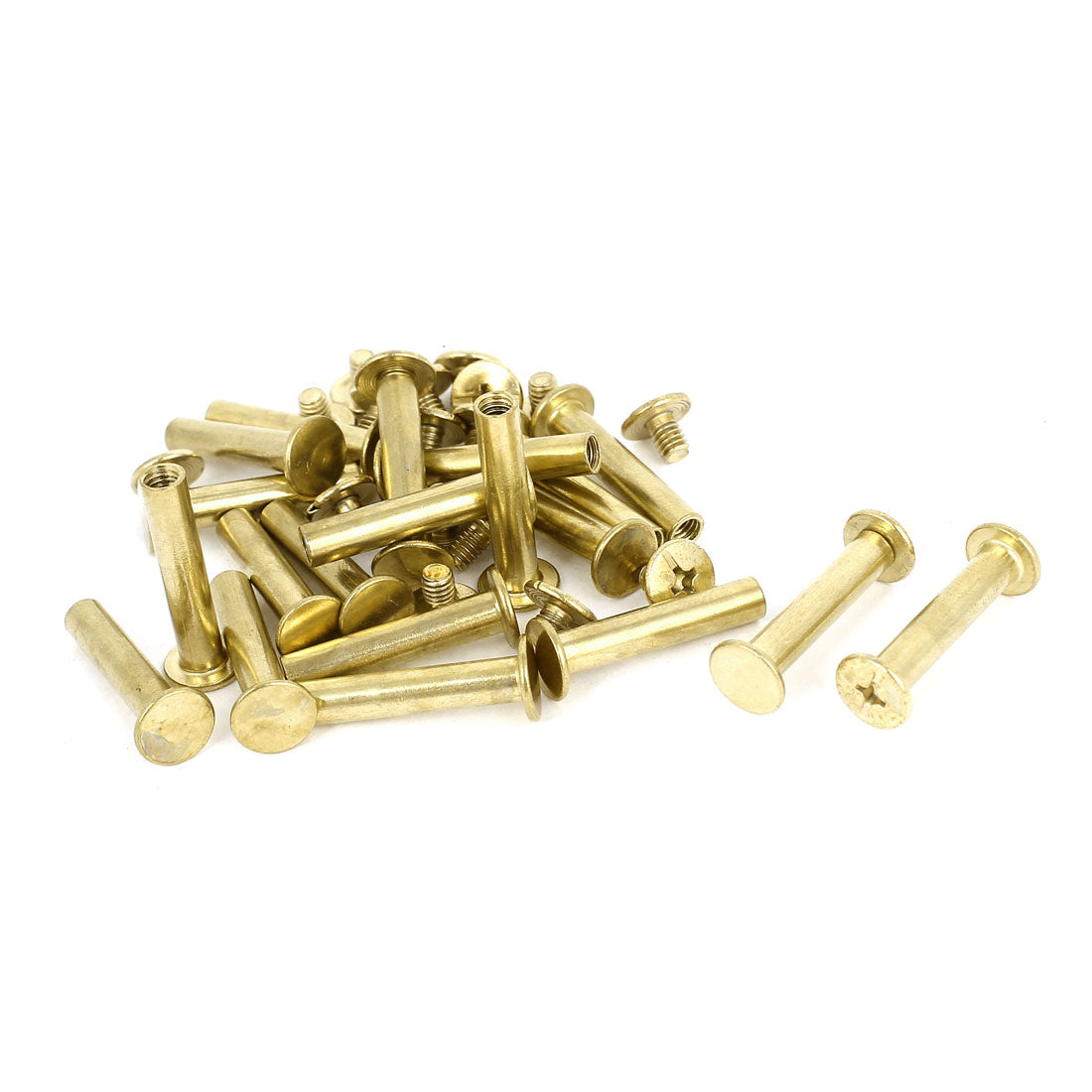 Harfington Brass Plated 5x25mm Binding Chicago Screw Post 20pcs for Leather Scrapbook