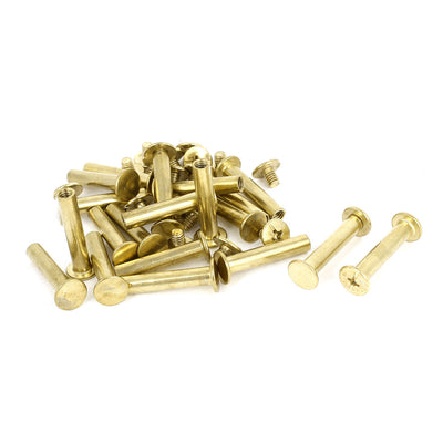 Harfington Brass Plated 5x25mm Binding Chicago Screw Post 20pcs for Leather Scrapbook