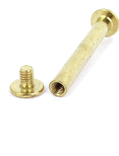 Harfington Brass Plated 5x40mm Binding Chicago Screw Post 10pcs for Leather Scrapbook