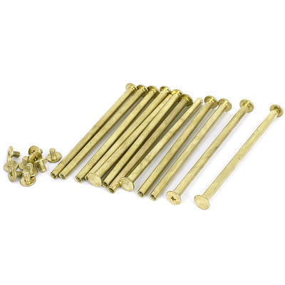 Harfington Brass Plated 5x90mm Binding Chicago Screw Post 12pcs for Leather Scrapbook
