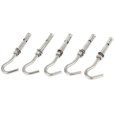Harfington 5 Pcs M6 Stainless Steel Expansion Open Hook Screws Anchor Bolts 90mm Long