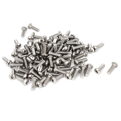 Harfington 100 Pcs M2.5x8mm Stainless Steel Hex Socket Button Dome Head Bolts Screws