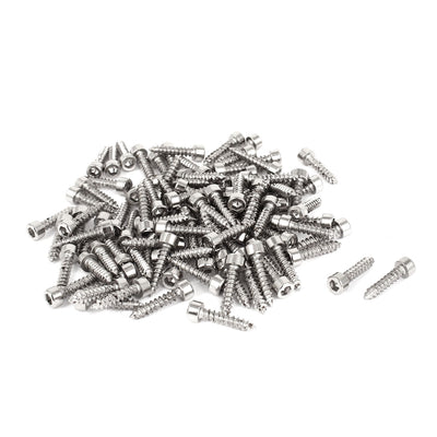 Harfington 100 Pcs Nickel Plated Hexagon Socket Cap Head Self Tapping Wood Screws M3.5x16mm