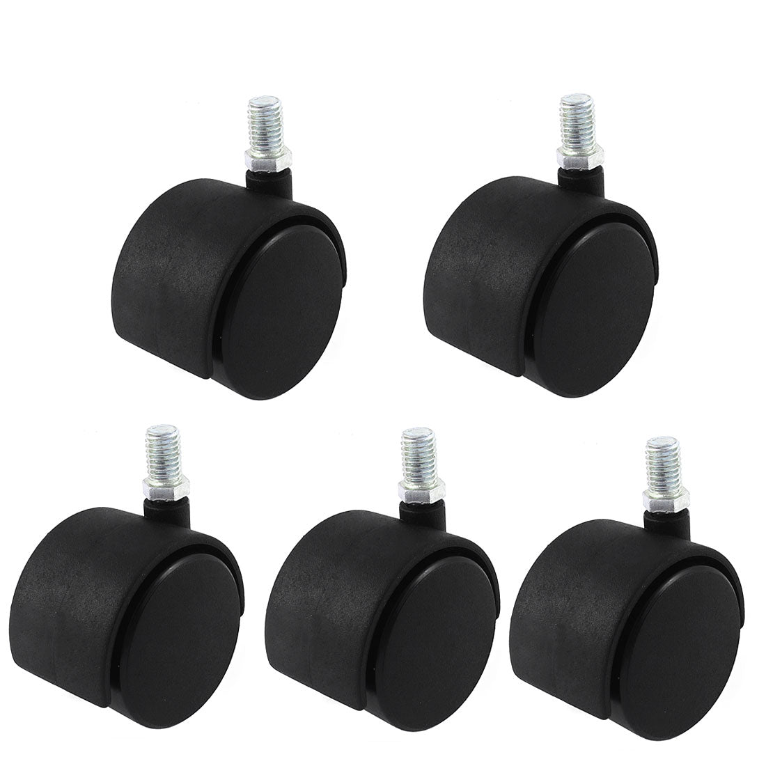 Harfington Office Chair M10 x 15mm Threaded Stem Plastic 2" Swivel Twin Caster Wheels 5pcs