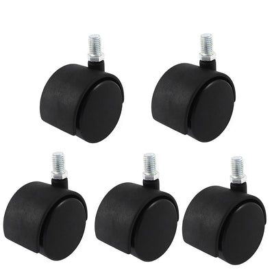 Harfington Office Chair M10 x 15mm Threaded Stem Plastic 2" Swivel Twin Caster Wheels 5pcs