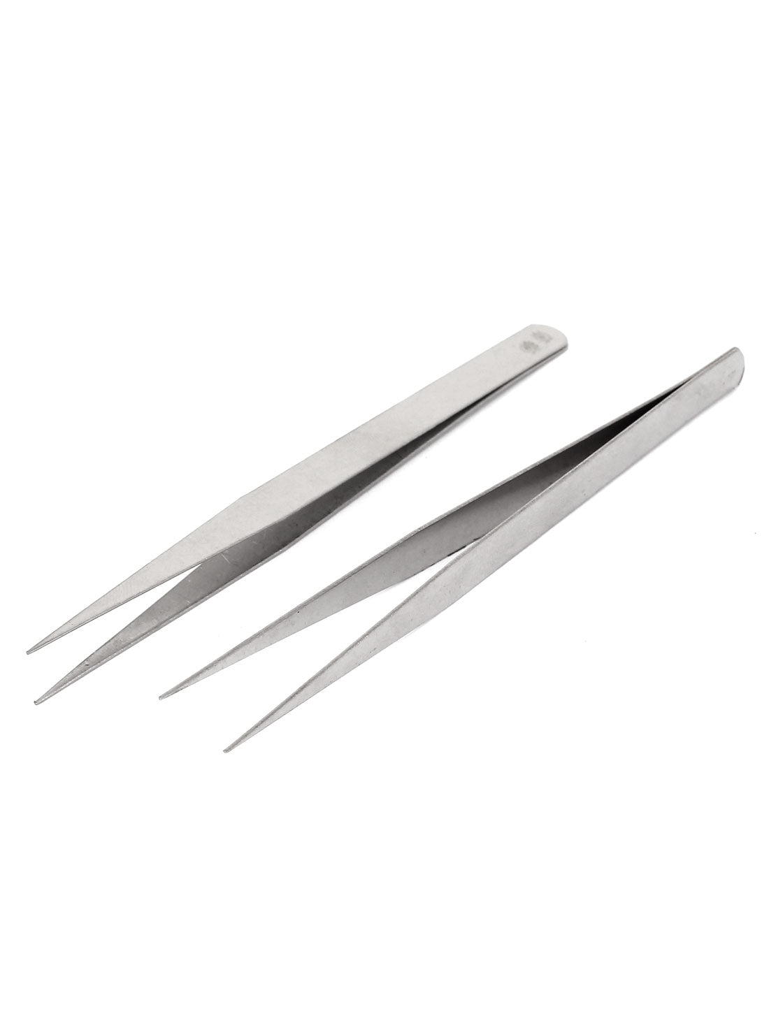 Harfington Silver Tone Stainless Steel Pointed Tip Tweezers Hand Tool 5.3" Length 4Pcs